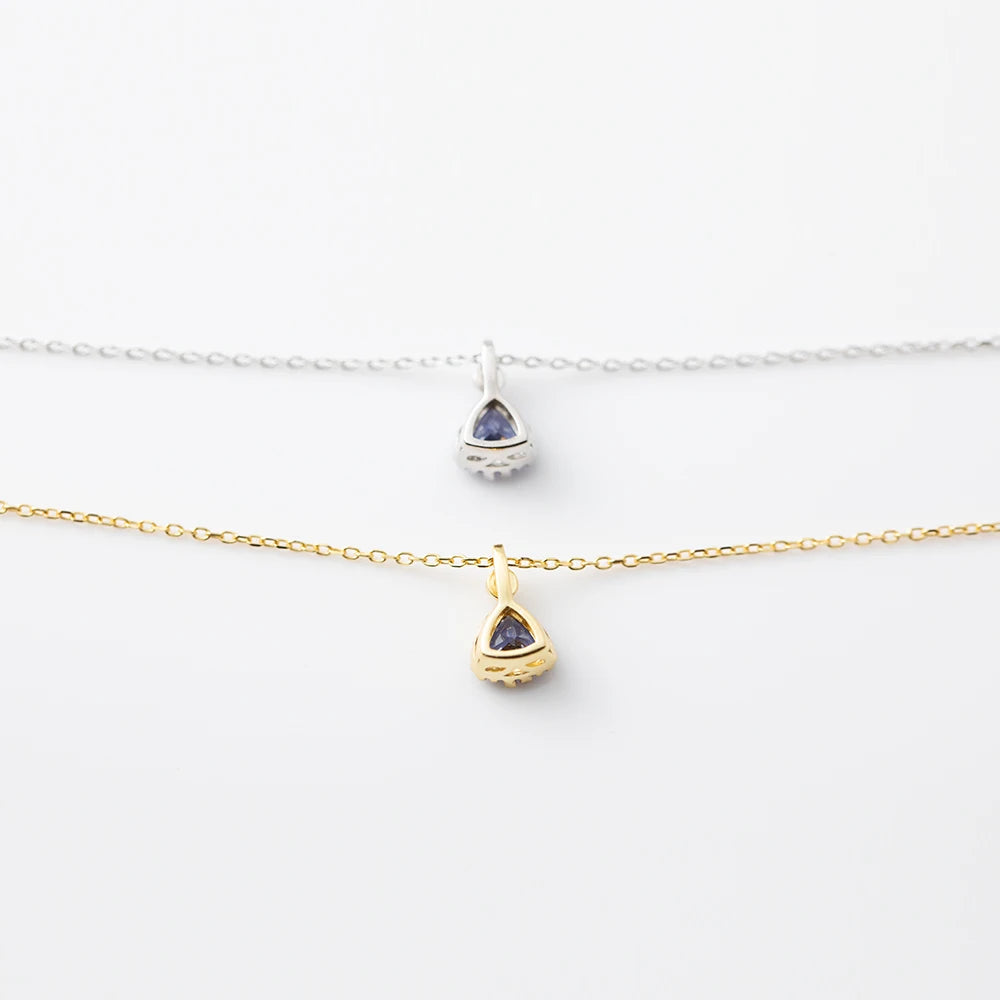 925 Sterling Silver 18k Gold Plated Necklace and Earring Charm Jewelry Set - Geometric Tanzanite - Xm254 - Touchy Style