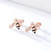 925 Sterling Silver 18K Gold Plated Necklace and Earring Charm Jewelry Set - Small Honey Bee - CCF009 - Touchy Style