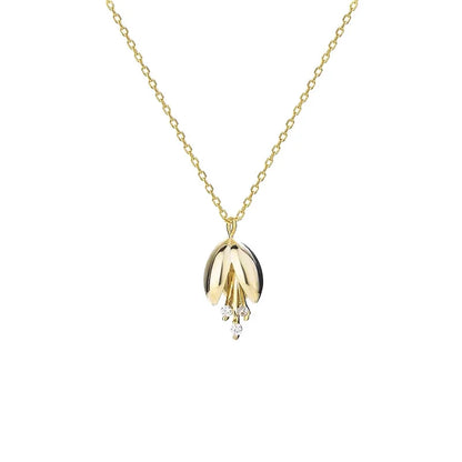 925 Sterling Silver 18k Gold Plated Necklace Charm Jewelry - Bell Orchid Bud Pendant - Xm310 - Touchy Style