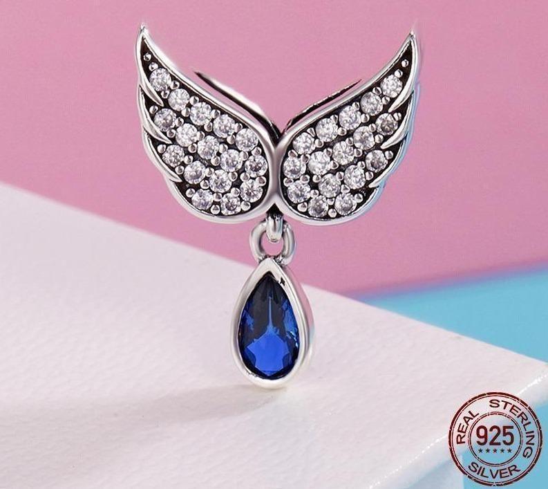 925 Sterling Silver Blue Angel Wings Pendant Charm Jewelry Without Chain - Touchy Style