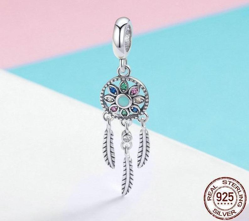 925 Sterling Silver Bohemian Dream Catcher Pendant Necklace Charm Jewelry Without Chain - Touchy Style