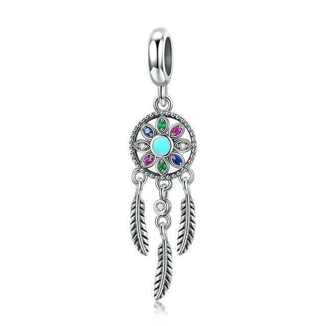 925 Sterling Silver Bohemian Dream Catcher Pendant Necklace Charm Jewelry Without Chain - Touchy Style