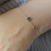 925 Sterling Silver Bracelet Charm Jewelry - Geometric Square Emerald Zircon - Xm289 - Touchy Style