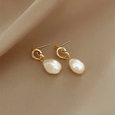 925 Sterling Silver Drop Earrings Charm Jewelry - Knot Irregular Pearl - TSJ99 - Touchy Style