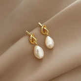 925 Sterling Silver Drop Earrings Charm Jewelry - Knot Irregular Pearl - TSJ99 - Touchy Style