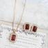 925 Sterling Silver Earring and Necklace Charm Jewelry Set - Square Natural Red Agate Stone - Xm272 - Touchy Style