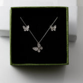 925 Sterling Silver Earring and Necklace Charm Jewelry Set - Super Fairy Butterfly - Xm257 - Touchy Style