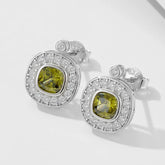 925 Sterling Silver Earring, Ring, and Necklace Charm Jewelry Set - Olive Green Zircon - CCF0025 - Touchy Style