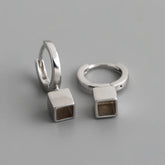 925 Sterling Silver Earrings Charm Jewelry - Drop Square - MD404 - Touchy Style