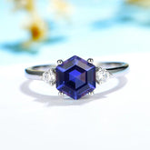 925 Sterling Silver Finger Rings Charm Jewelry JOS0354 Oval Purple Gemstone - Touchy Style