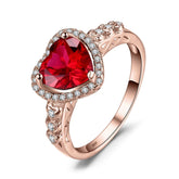 925 Sterling Silver Finger Rings Charm Jewelry JOS0358 Red Heart Gemstone - Touchy Style .