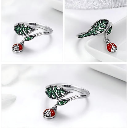 925 Sterling Silver Finger Rings Charm Jewelry Ladybug Pattern 