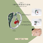 925 Sterling Silver Finger Rings Charm Jewelry Ladybug Pattern 