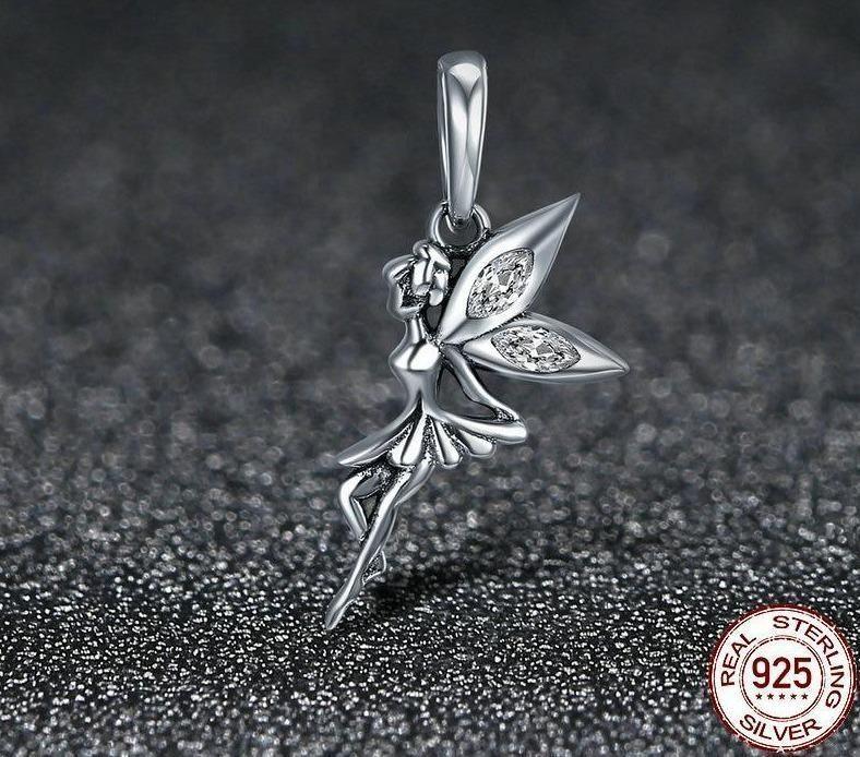 925 Sterling Silver Flower Fairy Dangle Pendant Charm Jewelry SCC359 Without Chain - Touchy Style