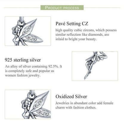 925 Sterling Silver Flower Fairy Dangle Pendant Charm Jewelry SCC359 Without Chain - Touchy Style