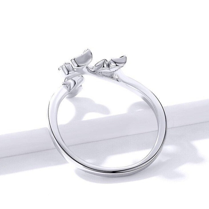 925 Sterling Silver Ginkgo Leaf Finger Rings - Charm Jewelry (GX308) - Touchy Style