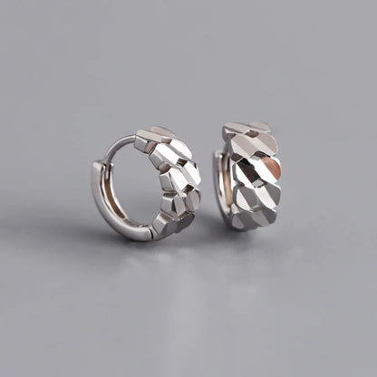 925 Sterling Silver Hoop Earrings Charm Jewelry - Geometric Glossy Shape - MD312 - Touchy Style