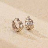 925 Sterling Silver Hoop Earrings Charm Jewelry - Glossy Plain Pattern - YH0501 - Touchy Style