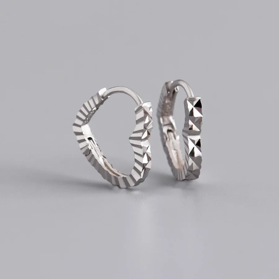 925 Sterling Silver Hoop Earrings Charm Jewelry - Heart Shaped - MD313 - Touchy Style