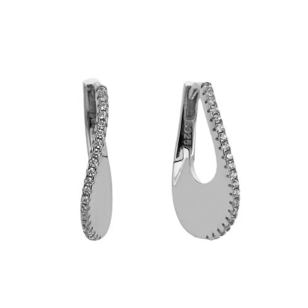 925 Sterling Silver Hoop Earrings Charm Jewelry - Light Luxury U-shaped - YH0464 - Touchy Style