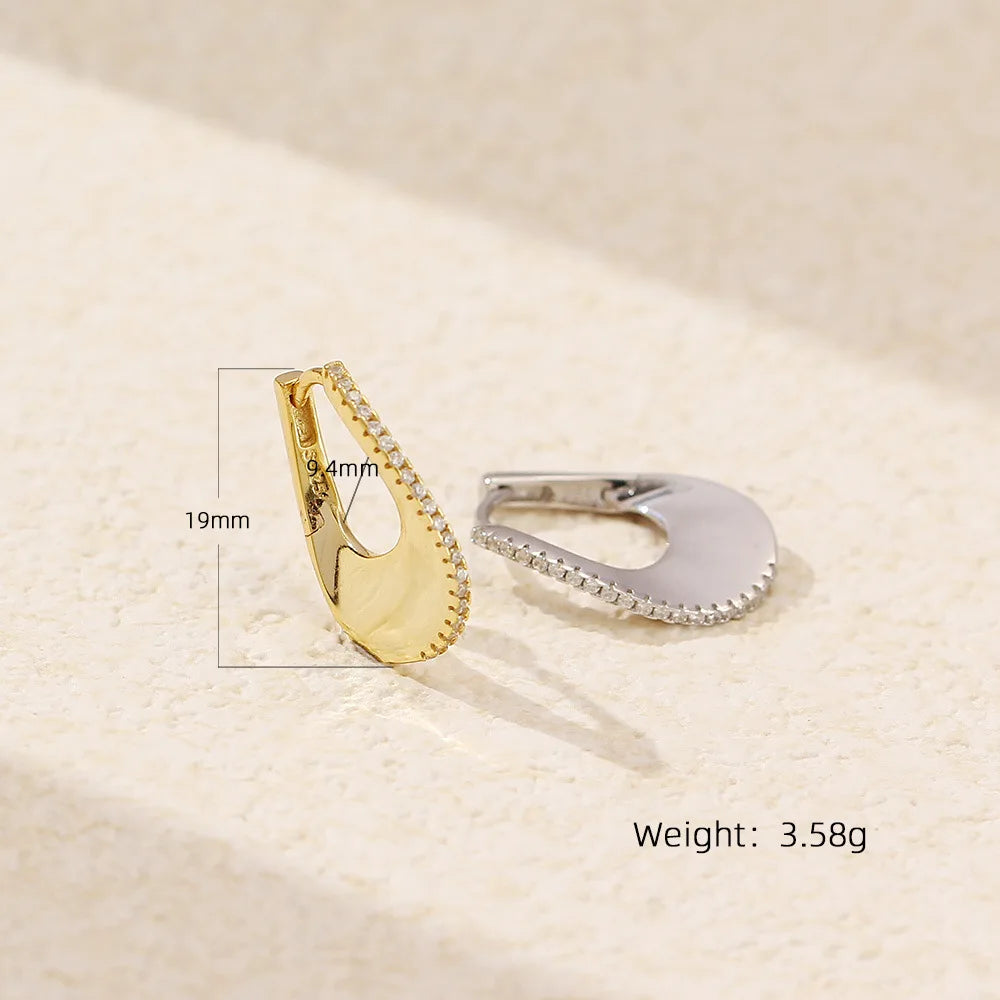 925 Sterling Silver Hoop Earrings Charm Jewelry - Light Luxury U-shaped - YH0464 - Touchy Style