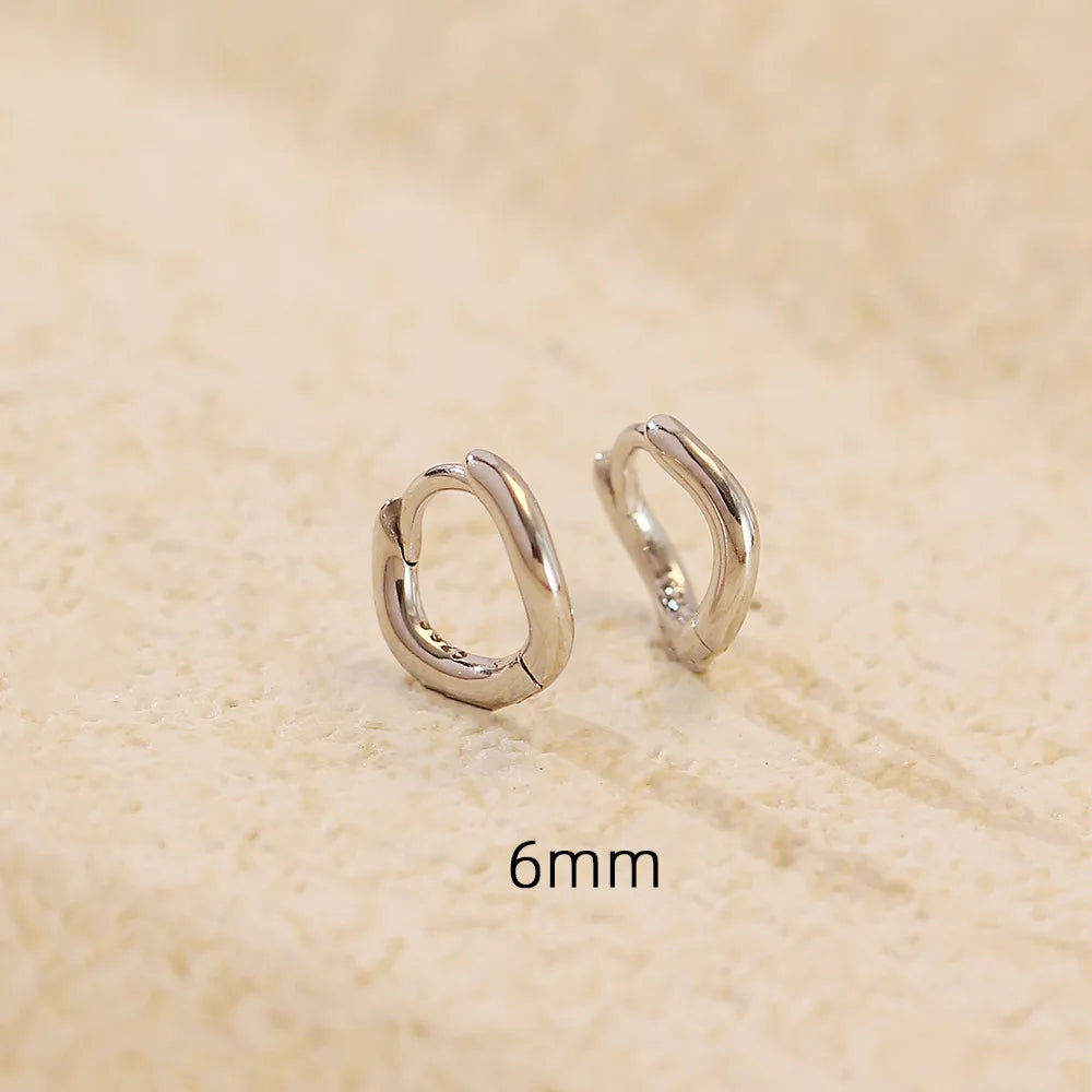 925 Sterling Silver Hoop Earrings Charm Jewelry - Simple Irregular Wavy - YH0489 - Touchy Style