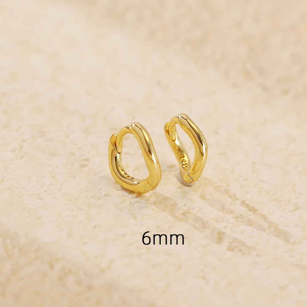 925 Sterling Silver Hoop Earrings Charm Jewelry - Simple Irregular Wavy - YH0489 - Touchy Style