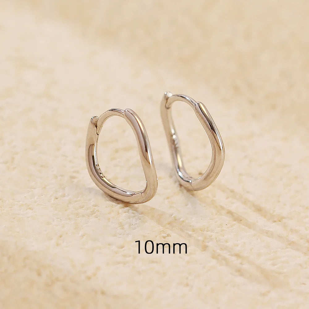 925 Sterling Silver Hoop Earrings Charm Jewelry - Simple Irregular Wavy - YH0489 - Touchy Style