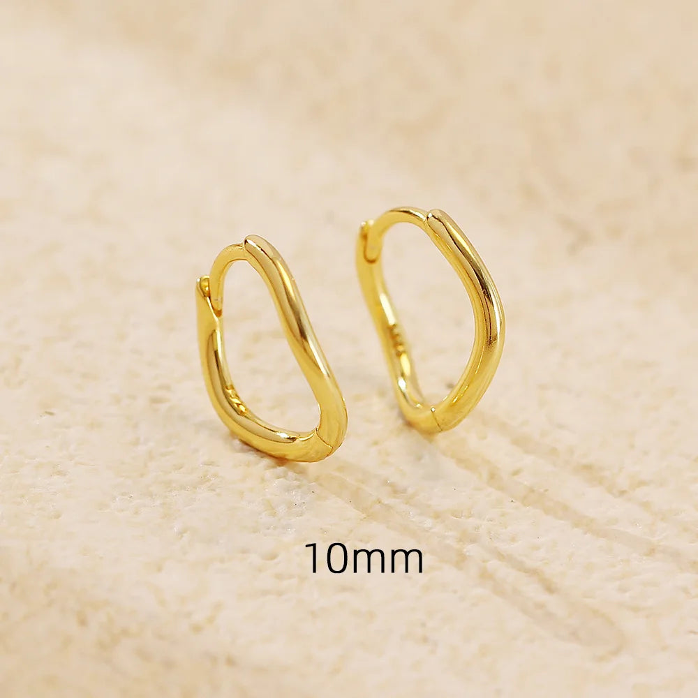 925 Sterling Silver Hoop Earrings Charm Jewelry - Simple Irregular Wavy - YH0489 - Touchy Style