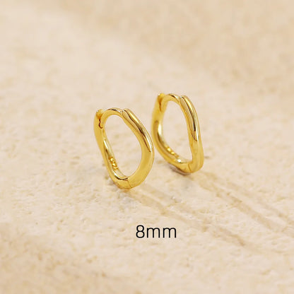 925 Sterling Silver Hoop Earrings Charm Jewelry - Simple Irregular Wavy - YH0489 - Touchy Style