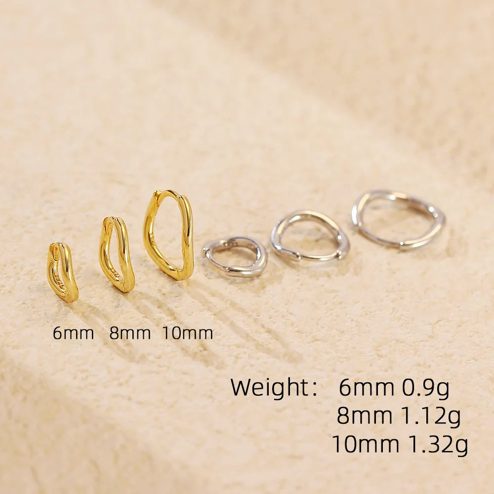 925 Sterling Silver Hoop Earrings Charm Jewelry - Simple Irregular Wavy - YH0489 - Touchy Style