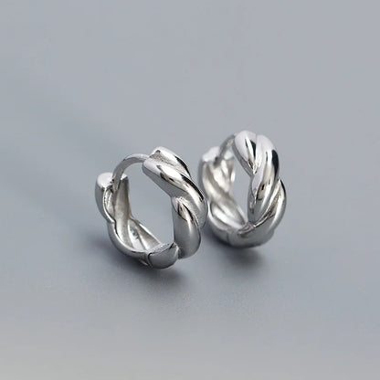 925 Sterling Silver Hoop Earrings Charm Jewelry - Twisted Metal Style - YH0445 - Touchy Style