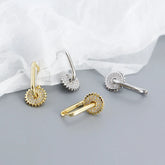 925 Sterling Silver Hoop Earrings Charm Jewelry - U-shaped Gear Zircon - YH0334 - Touchy Style