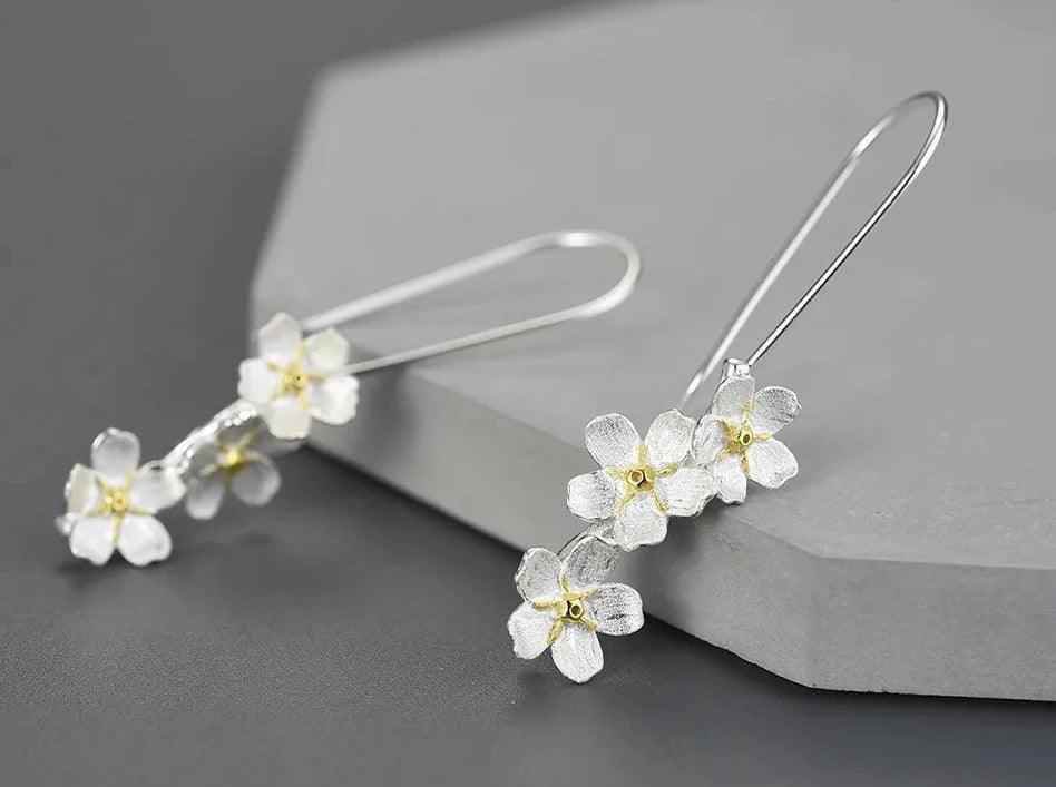 Flower quartz dangle silver online earrings