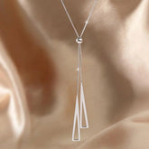 925 Sterling Silver Long Necklaces Charm Jewelry Stainless Steel Classic Triangle Fashion - Touchy Style