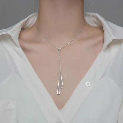 925 Sterling Silver Long Necklaces Charm Jewelry Stainless Steel Classic Triangle Fashion - Touchy Style