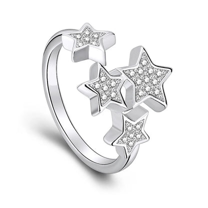 925 Sterling Silver Luminous Stars Rings Charm Jewelry GV409 - Touchy Style