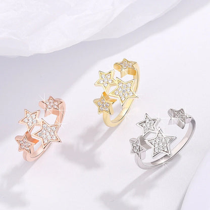 925 Sterling Silver Luminous Stars Rings Charm Jewelry GV409 - Touchy Style