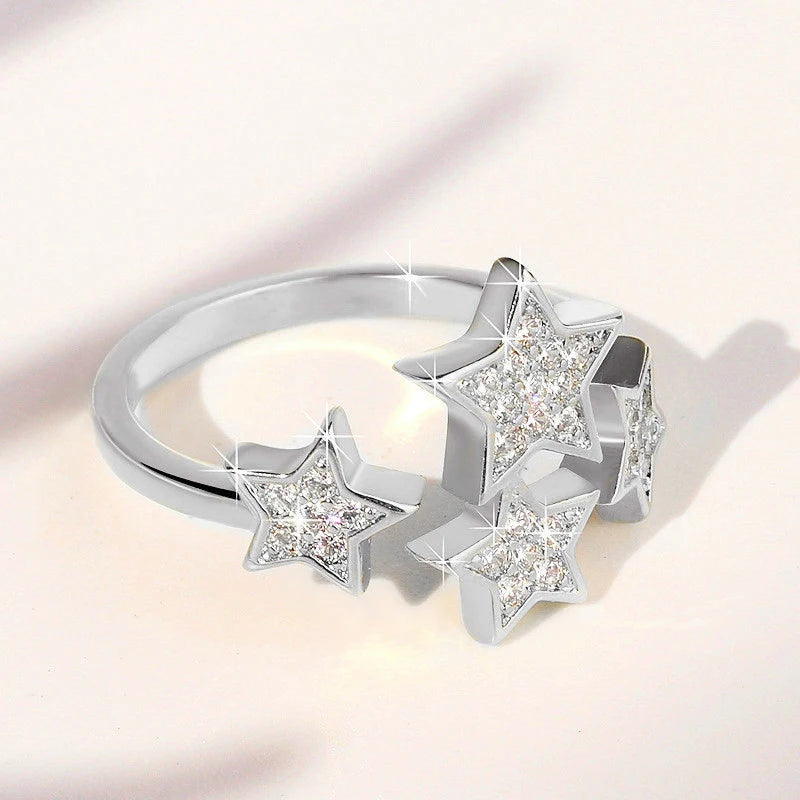 925 Sterling Silver Luminous Stars Rings Charm Jewelry GV409 - Touchy Style