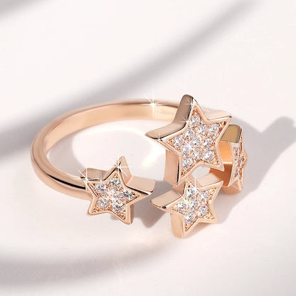 925 Sterling Silver Luminous Stars Rings Charm Jewelry GV409 - Touchy Style