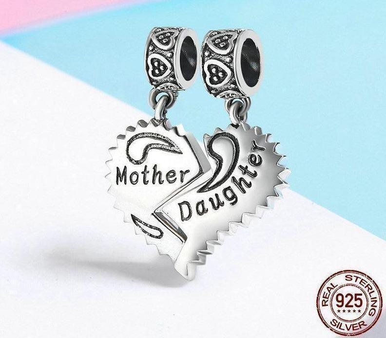 925 Sterling Silver Mother and Daughter Love Forever Pendant Charm Jewelry Without Chain - Touchy Style