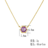 925 Sterling Silver Necklace and Earring Charm Jewelry Set - Hexagonal Zircon Pendant - CCF0024 - Touchy Style