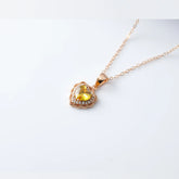 925 Sterling Silver Necklace and Earring Charm Jewelry Set - Yellow Heart Shaped - Xm255 - Touchy Style