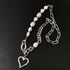 925 Sterling Silver Necklace Charm Jewelry - Asymmetric Heart Pearl - TSJ104 - Touchy Style