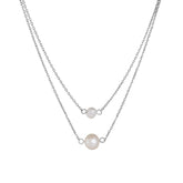 925 Sterling Silver Necklace Charm Jewelry - Double-layer Single Pearl - CCFPN004 - Touchy Style