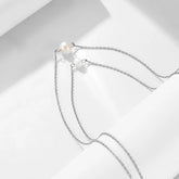 925 Sterling Silver Necklace Charm Jewelry - Double-layer Single Pearl - CCFPN004 - Touchy Style