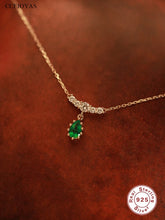 925 Sterling Silver Necklace Charm Jewelry - Emerald Water Drop Pendant - Xm273 - Touchy Style