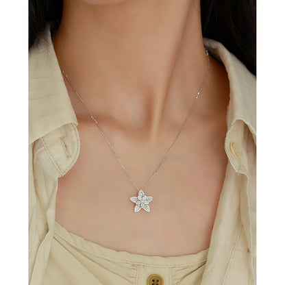 925 Sterling Silver Necklace Charm Jewelry - Full Zircon Five-Pointed Star - YH0484 - Touchy Style