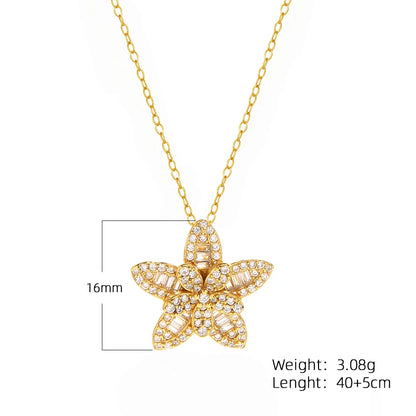 925 Sterling Silver Necklace Charm Jewelry - Full Zircon Five-Pointed Star - YH0484 - Touchy Style