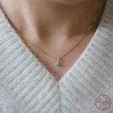 925 Sterling Silver Necklace Charm Jewelry - Geometric Blue Turquoise - xl743 - Touchy Style